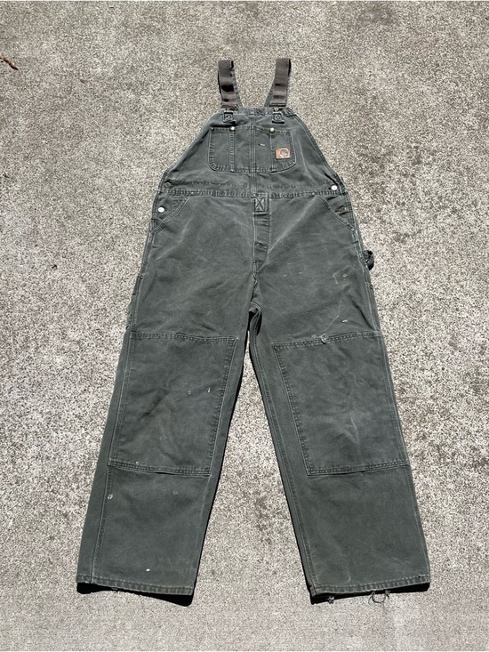Carhartt Other - VTG Carhartt R06 MOS Canvas Bib Overalls 40x30 Double Knee Green Union Made USA